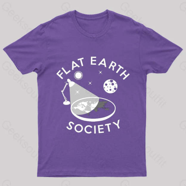 Flat Earth Society Geek T-Shirt Purple / S