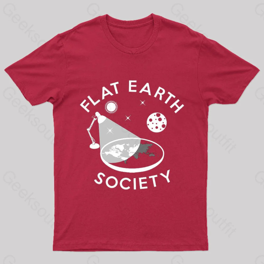Flat Earth Society Geek T-Shirt Red / S