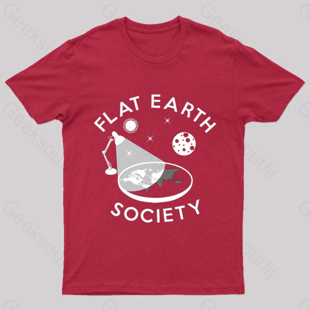 Flat Earth Society Geek T-Shirt Red / S