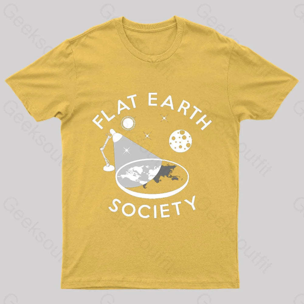 Flat Earth Society Geek T-Shirt Yellow / S