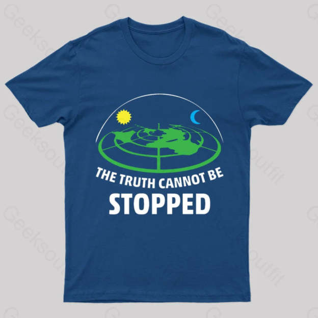 Flat Earth Theory Nerd T-Shirt Navy / S