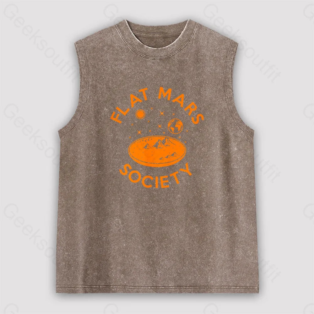Flat Mars Unisex Washed Tank Brown / S