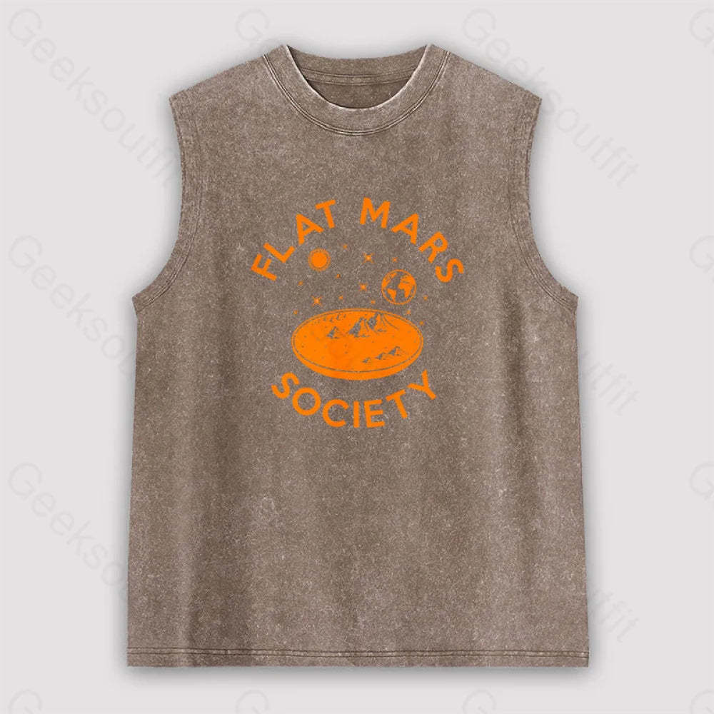 Flat Mars Unisex Washed Tank Brown / S
