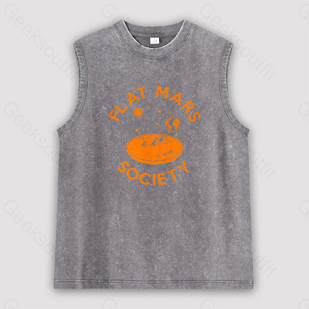 Flat Mars Unisex Washed Tank Grey / S