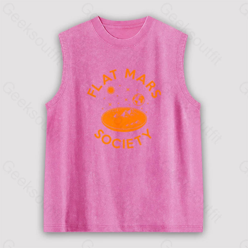 Flat Mars Unisex Washed Tank Pink / S