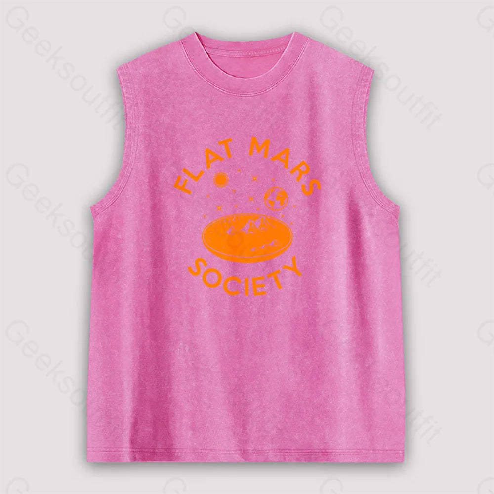 Flat Mars Unisex Washed Tank Pink / S