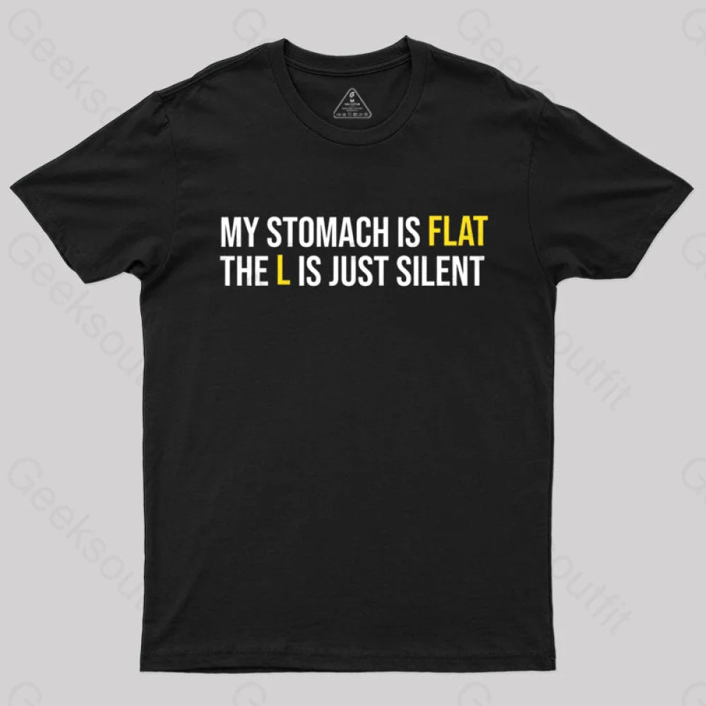 Flat Stomach Funny Saying T-Shirt Black / S