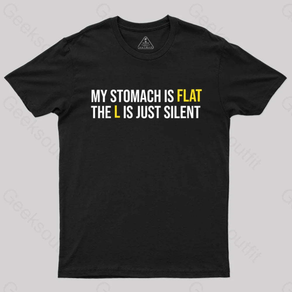 Flat Stomach Funny Saying T-Shirt Black / S