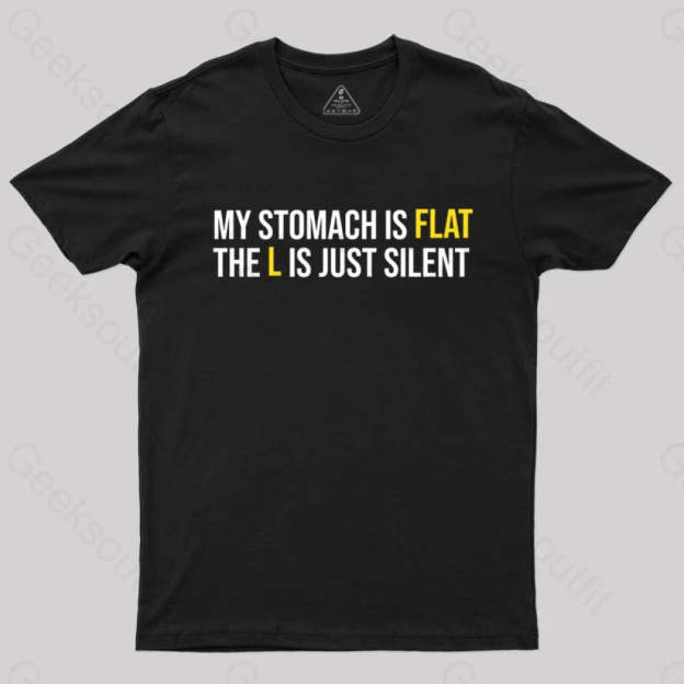 Flat Stomach Funny Saying T-Shirt Black / S
