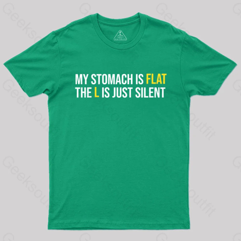 Flat Stomach Funny Saying T-Shirt Green / S