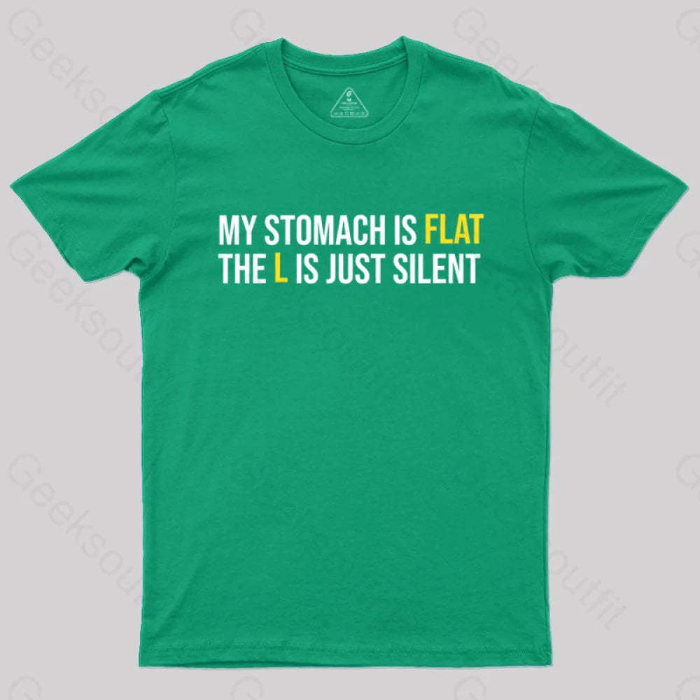 Flat Stomach Funny Saying T-Shirt Green / S