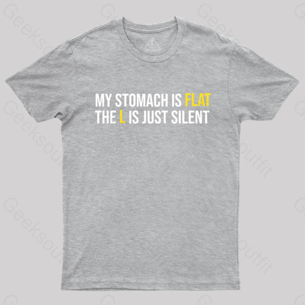 Flat Stomach Funny Saying T-Shirt Grey / S