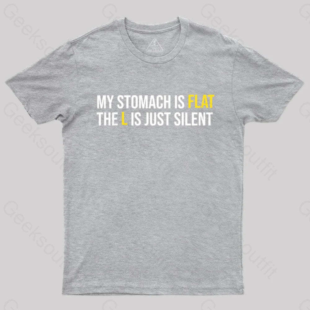 Flat Stomach Funny Saying T-Shirt Grey / S