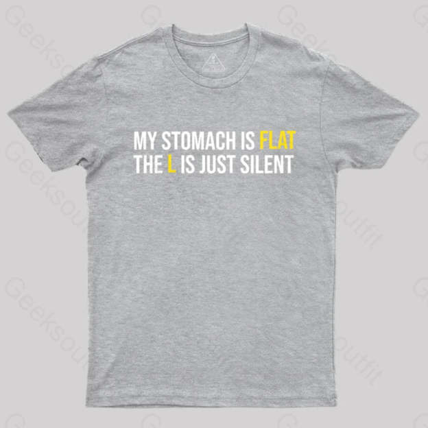 Flat Stomach Funny Saying T-Shirt Grey / S