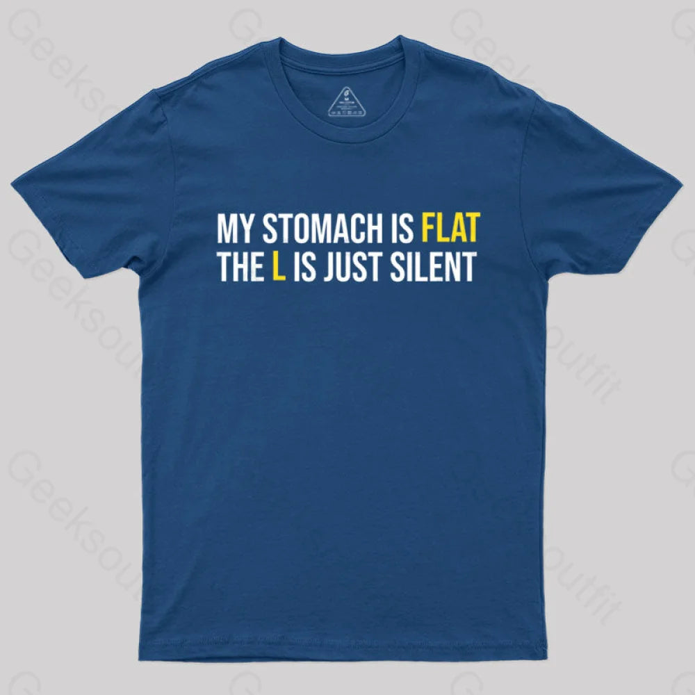 Flat Stomach Funny Saying T-Shirt Navy / S
