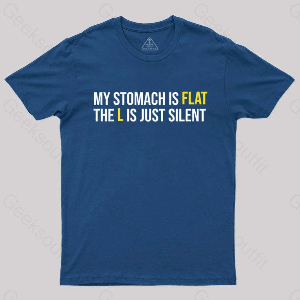 Flat Stomach Funny Saying T-Shirt Navy / S