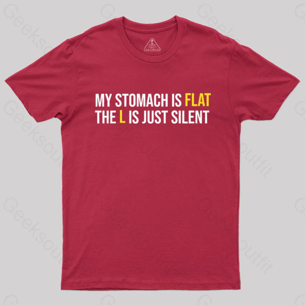 Flat Stomach Funny Saying T-Shirt Red / S
