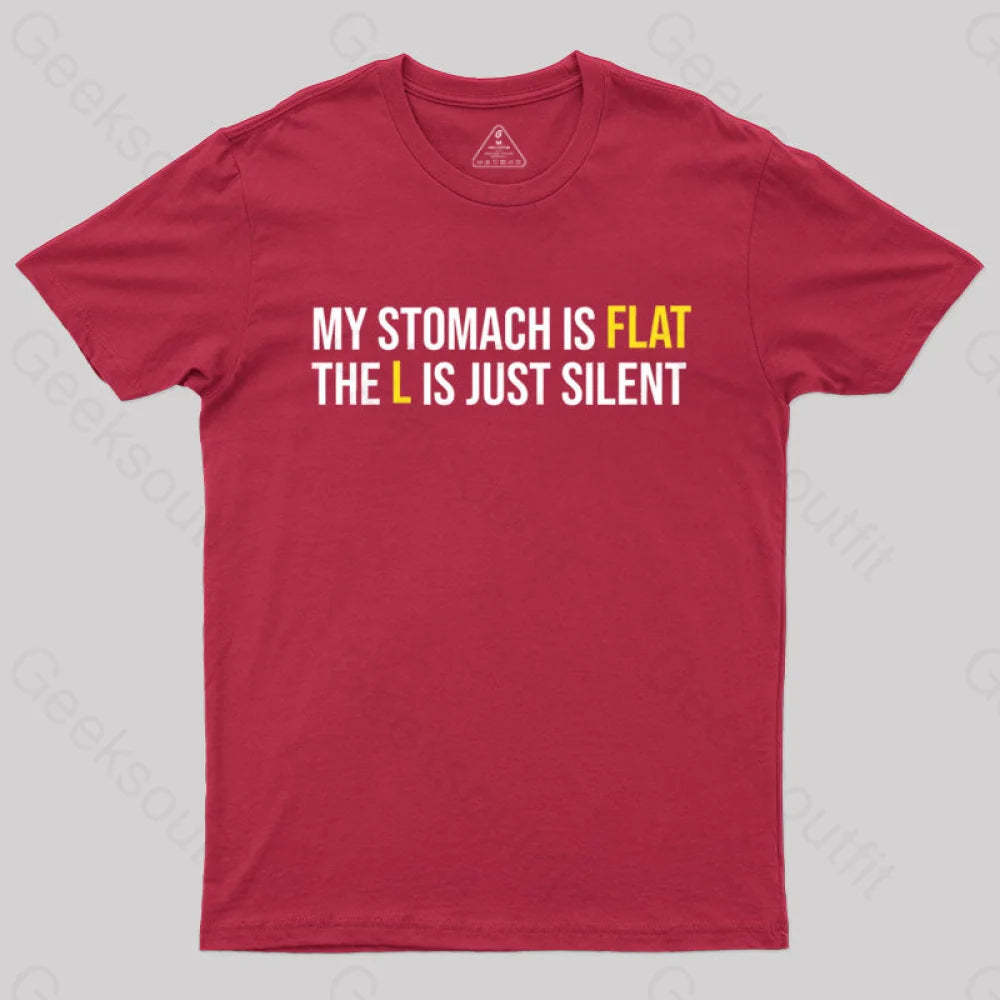 Flat Stomach Funny Saying T-Shirt Red / S