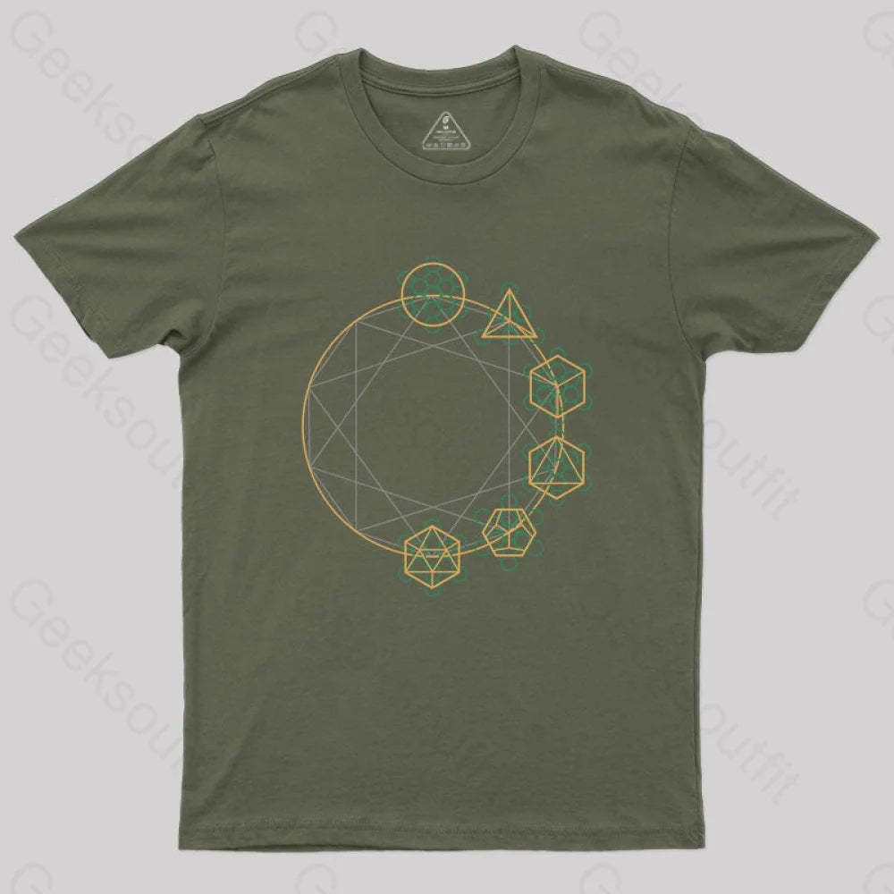 Flower Of Life Psychedelic T-Shirt Army Green / S