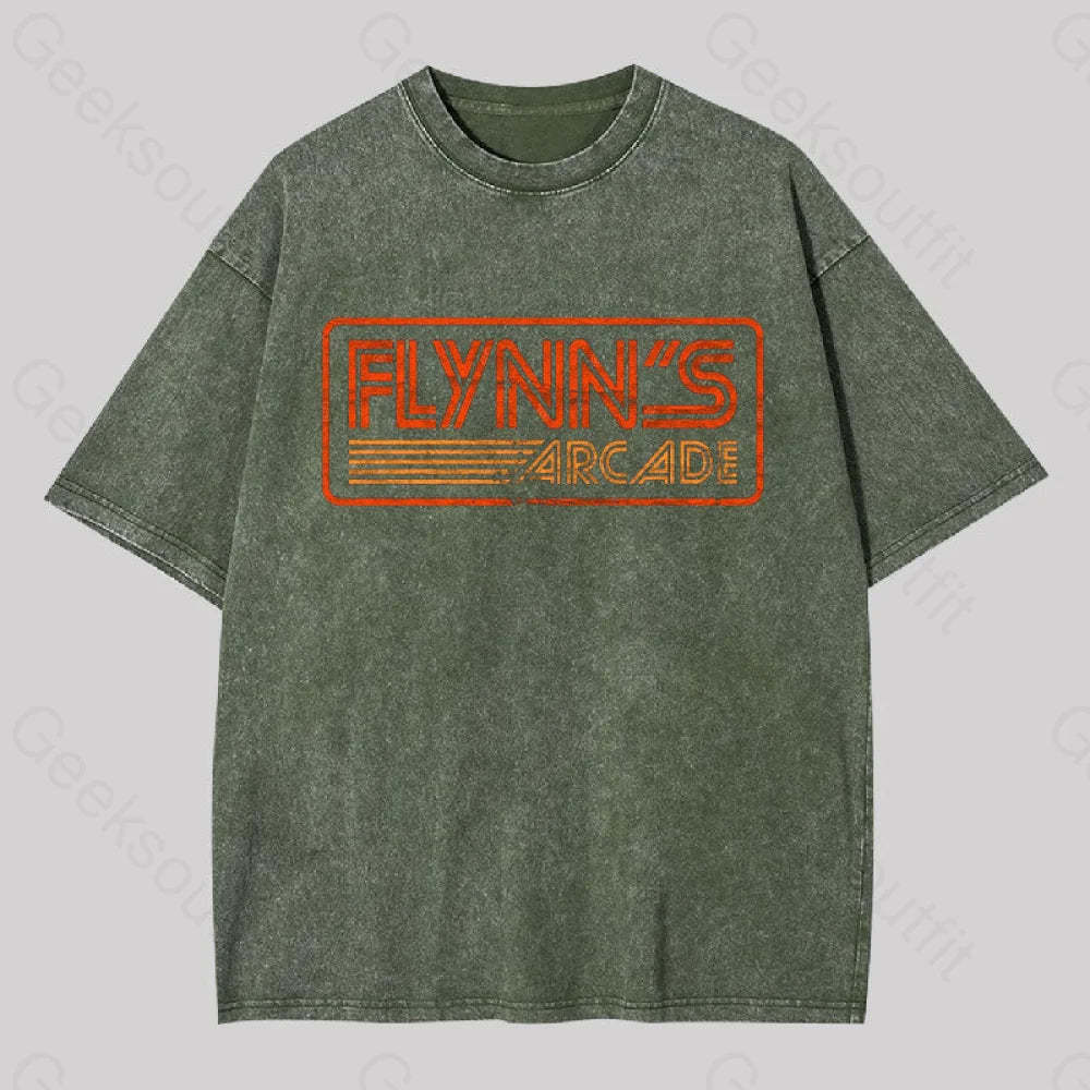 Flynn?��s Arcade 80S Retro Washed T-Shirt Army Green / S