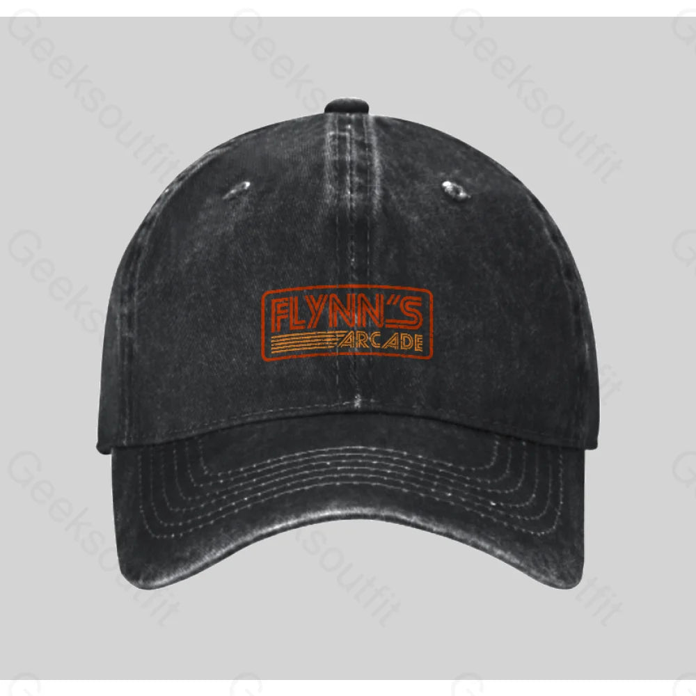Flynn¡¯s Arcade 80S Retro Washed Vintage Baseball Cap Black