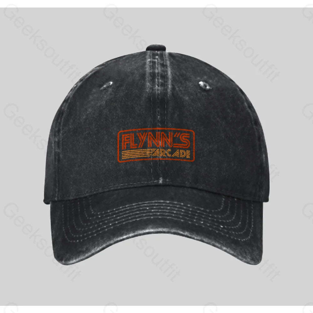 Flynn¡¯s Arcade 80S Retro Washed Vintage Baseball Cap Black
