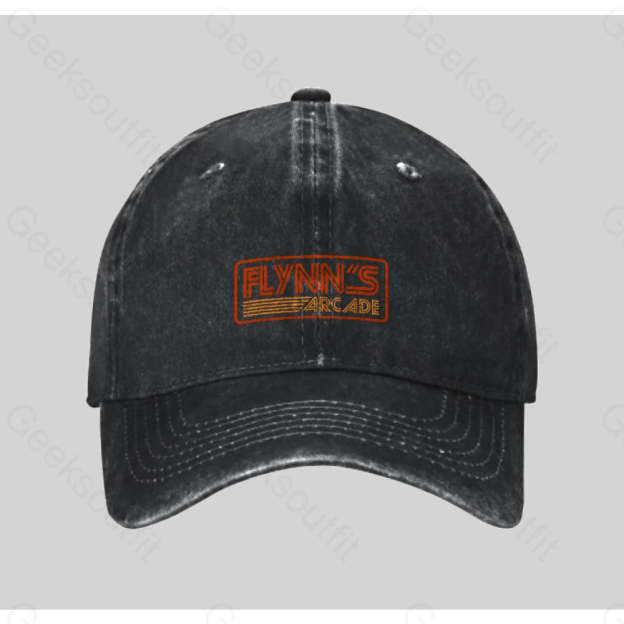 Flynn¡¯s Arcade 80S Retro Washed Vintage Baseball Cap Black
