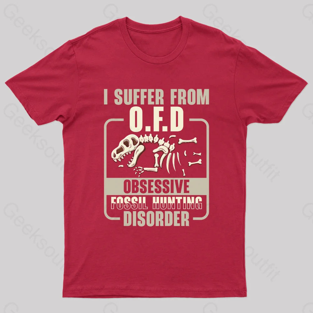 Fossil Hunting Disorder Nerd T-Shirt Red / S