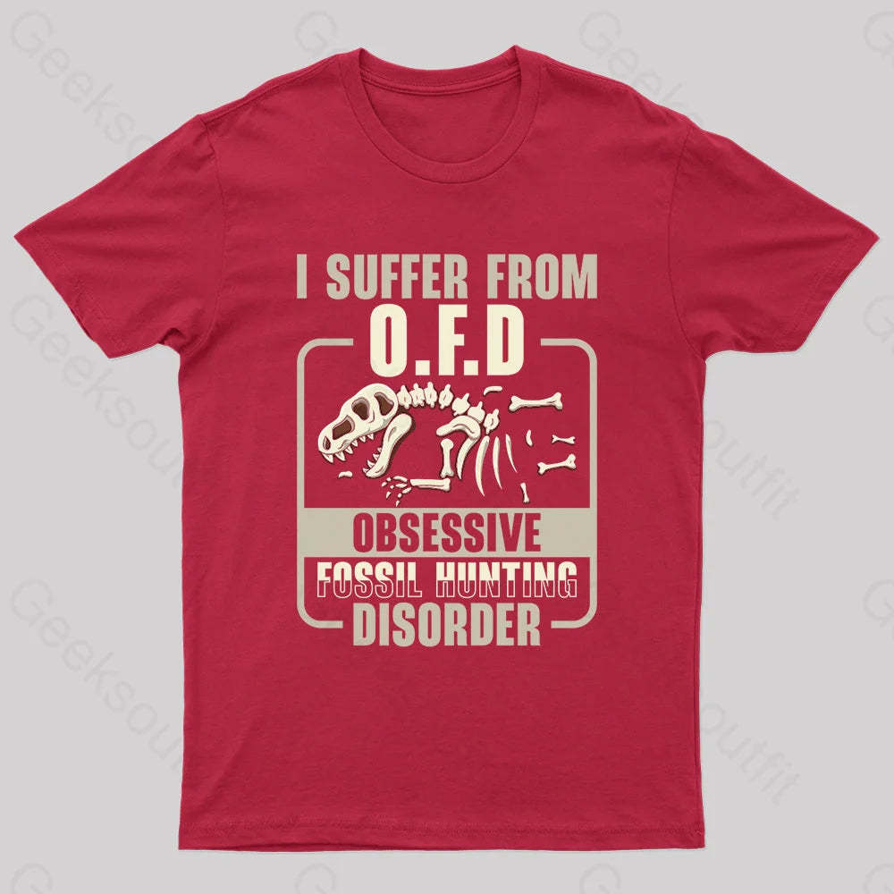 Fossil Hunting Disorder Nerd T-Shirt Red / S
