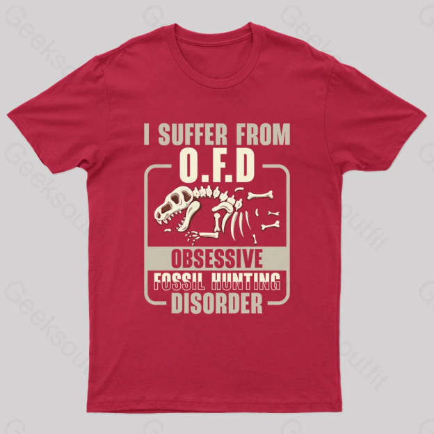 Fossil Hunting Disorder Nerd T-Shirt Red / S