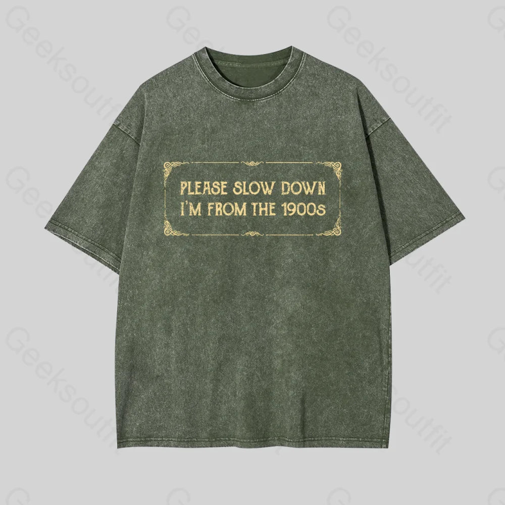From The 1900S Geek Washed T-Shirt Armygreen / S