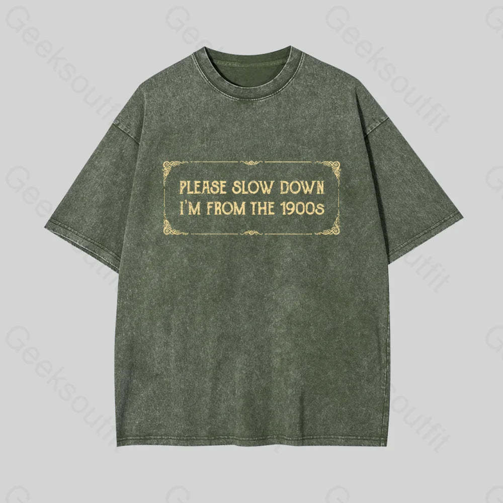 From The 1900S Geek Washed T-Shirt Armygreen / S