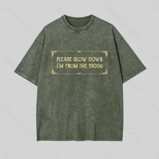 From The 1900S Geek Washed T-Shirt Armygreen / S