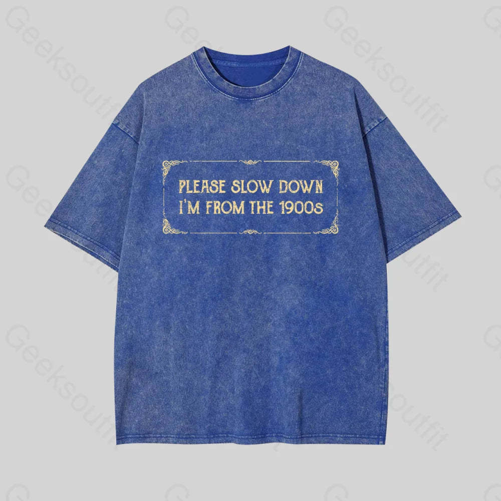 From The 1900S Geek Washed T-Shirt Blue / S