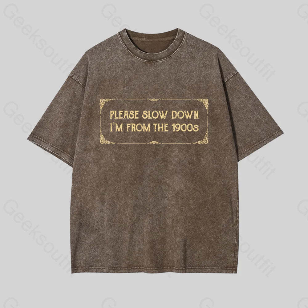 From The 1900S Geek Washed T-Shirt Coffee / S