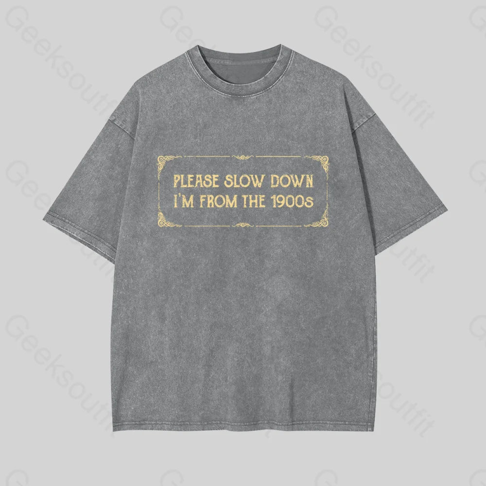 From The 1900S Geek Washed T-Shirt Grey / S