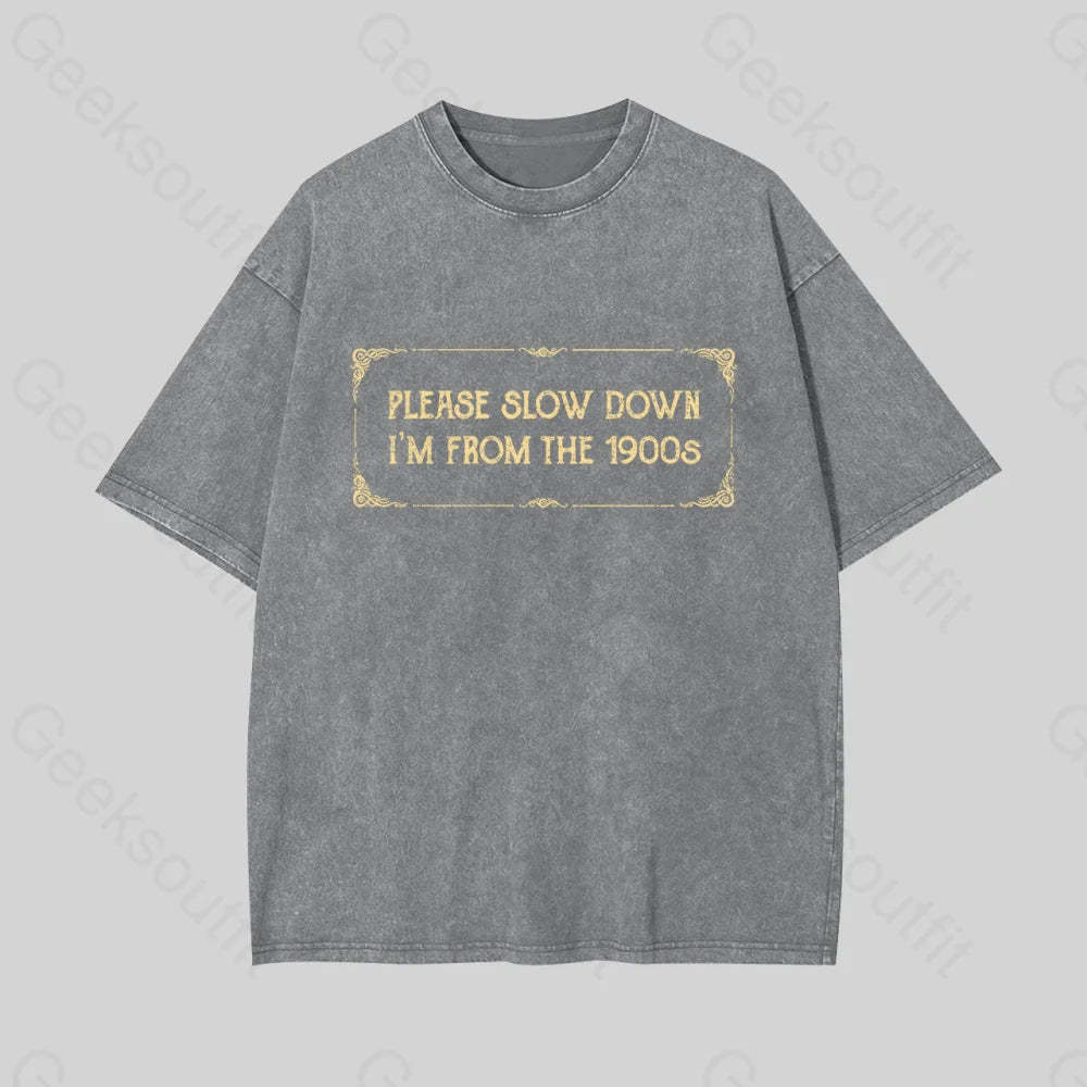 From The 1900S Geek Washed T-Shirt Grey / S