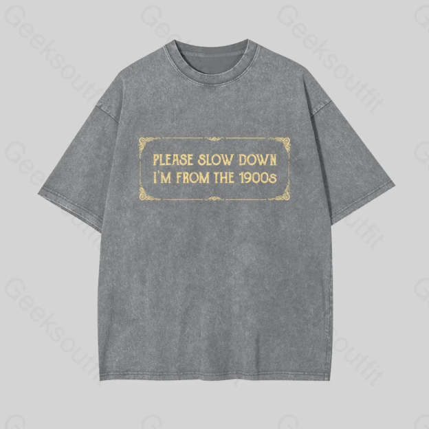 From The 1900S Geek Washed T-Shirt Grey / S