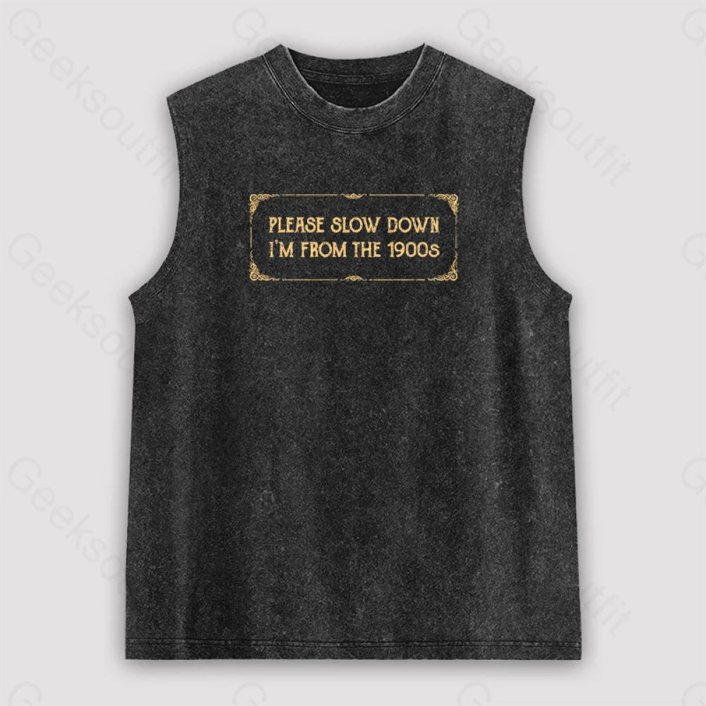 From The 1900S Unisex Washed Tank Black / S