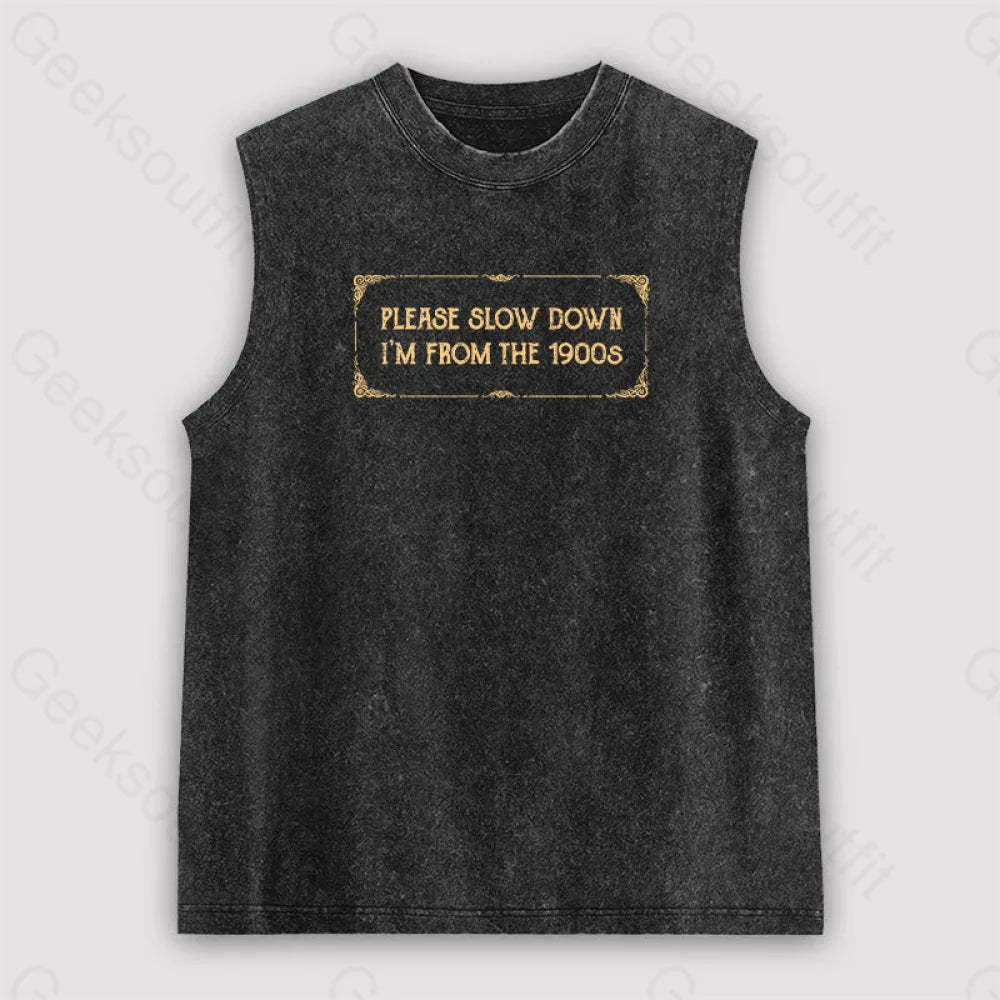 From The 1900S Unisex Washed Tank Black / S