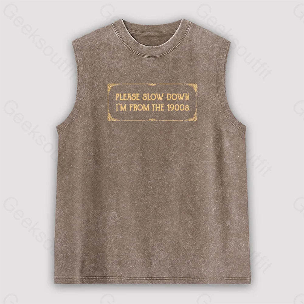From The 1900S Unisex Washed Tank Brown / S