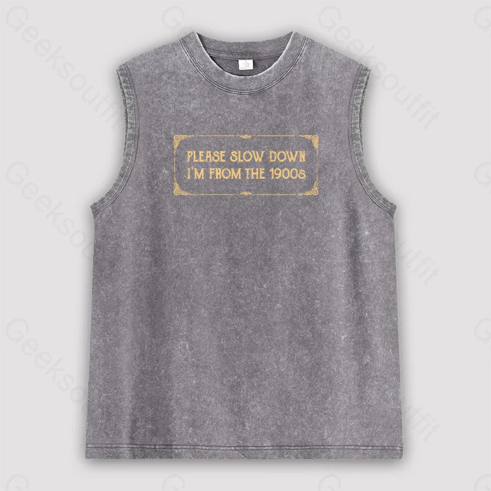 From The 1900S Unisex Washed Tank Grey / S