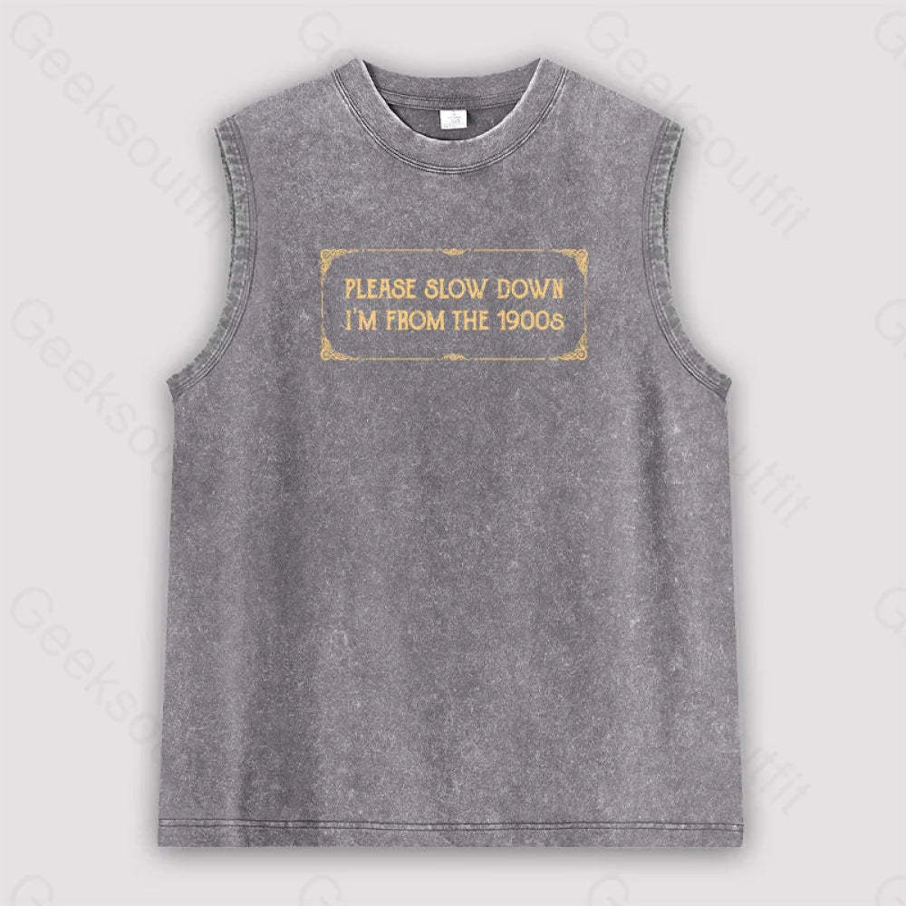 From The 1900S Unisex Washed Tank Grey / S