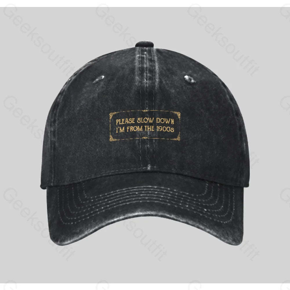 From The 1900S Washed Vintage Baseball Cap Black