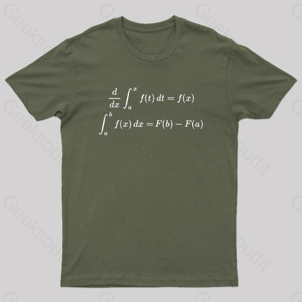 Fundamental Theorem Of Calculus Geek T-Shirt Army Green / S