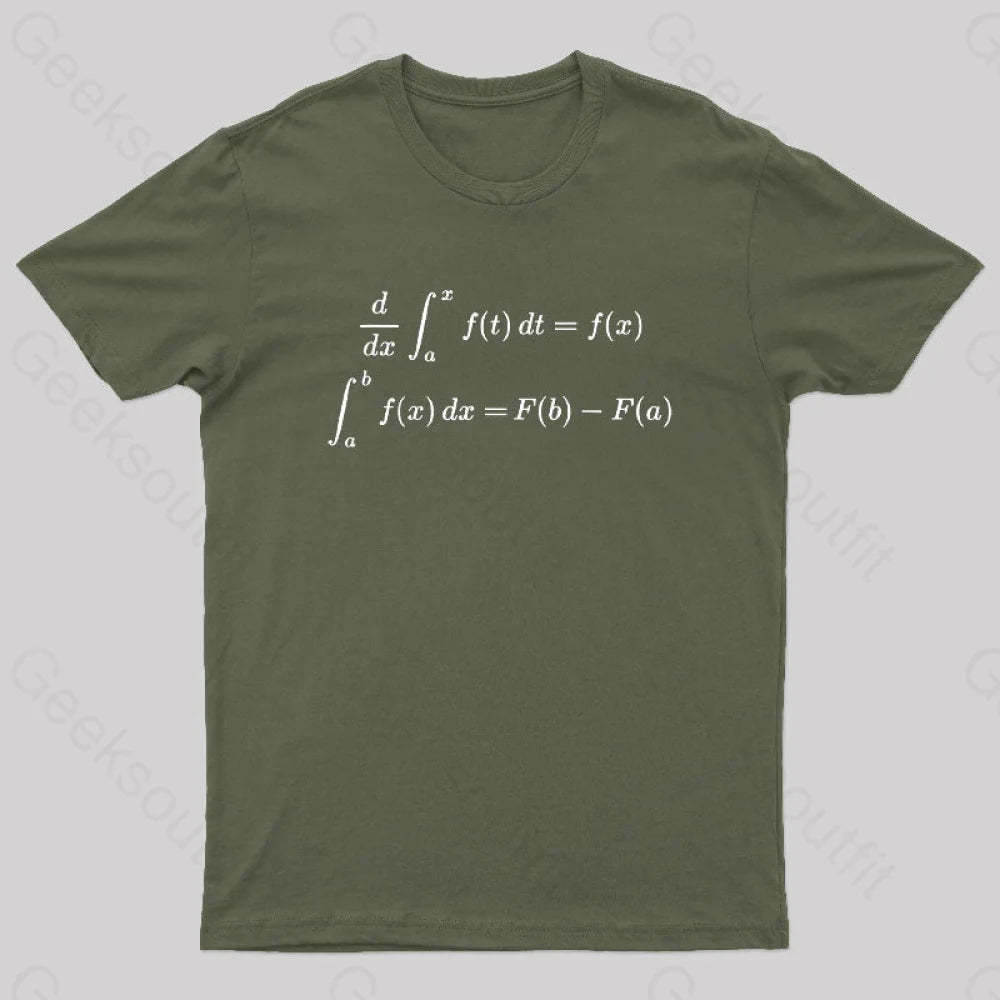 Fundamental Theorem Of Calculus Geek T-Shirt Army Green / S