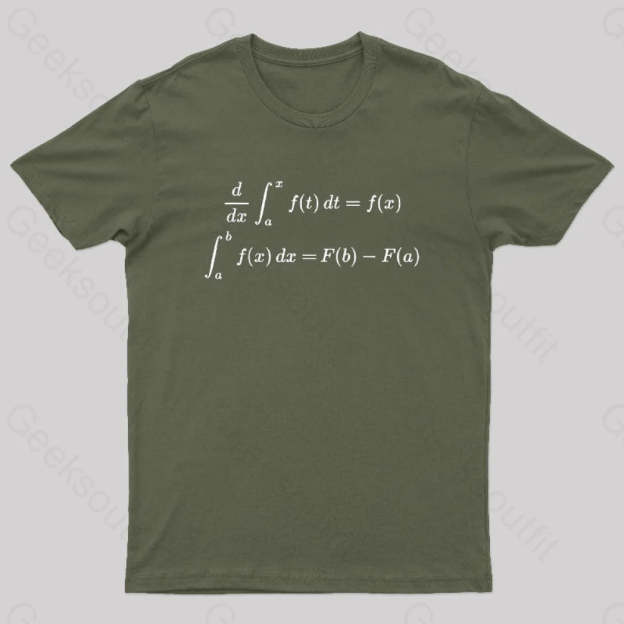 Fundamental Theorem Of Calculus Geek T-Shirt Army Green / S