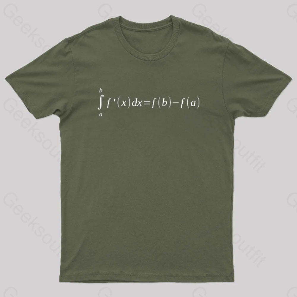 Fundamental Theorem Of Calculus Math Geek T-Shirt Army Green / S