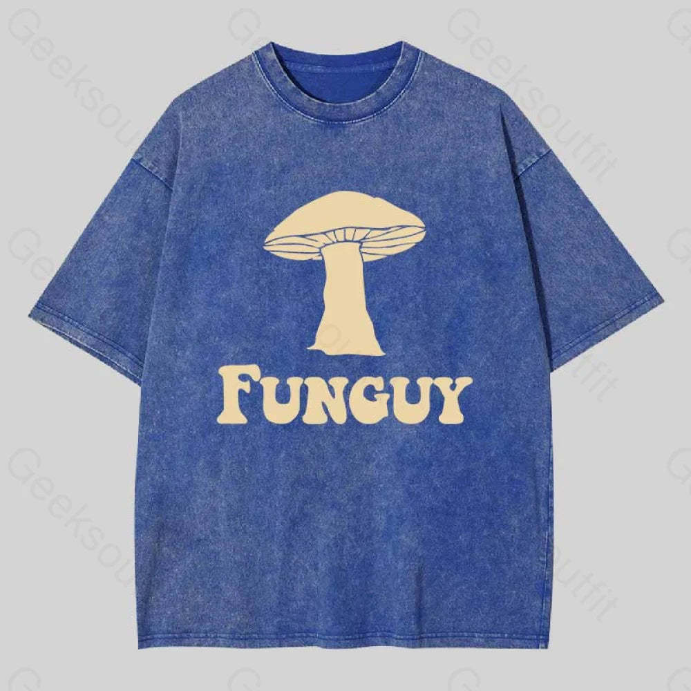 Fungi Fun Guy Funny Washed T-Shirt Blue / S
