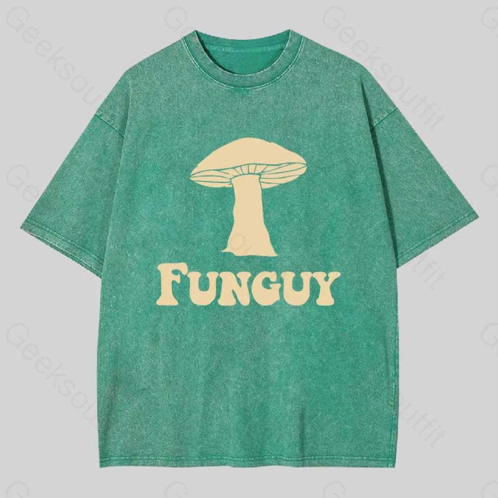 Fungi Fun Guy Funny Washed T-Shirt Grass Green / S